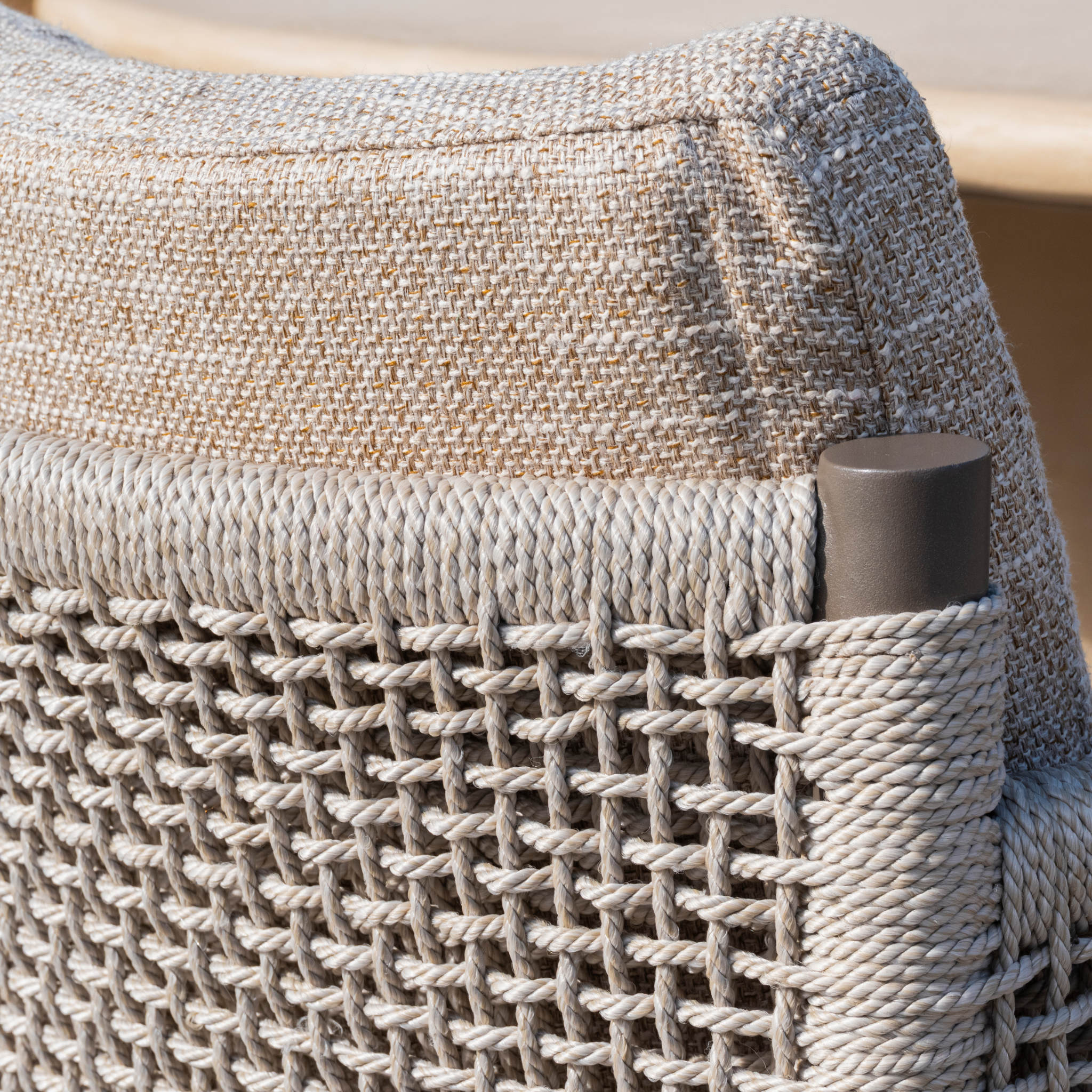 Ensemble Table de jardin PERLA céramique L240 & 8 chaises SOLARA coussin grège chiné