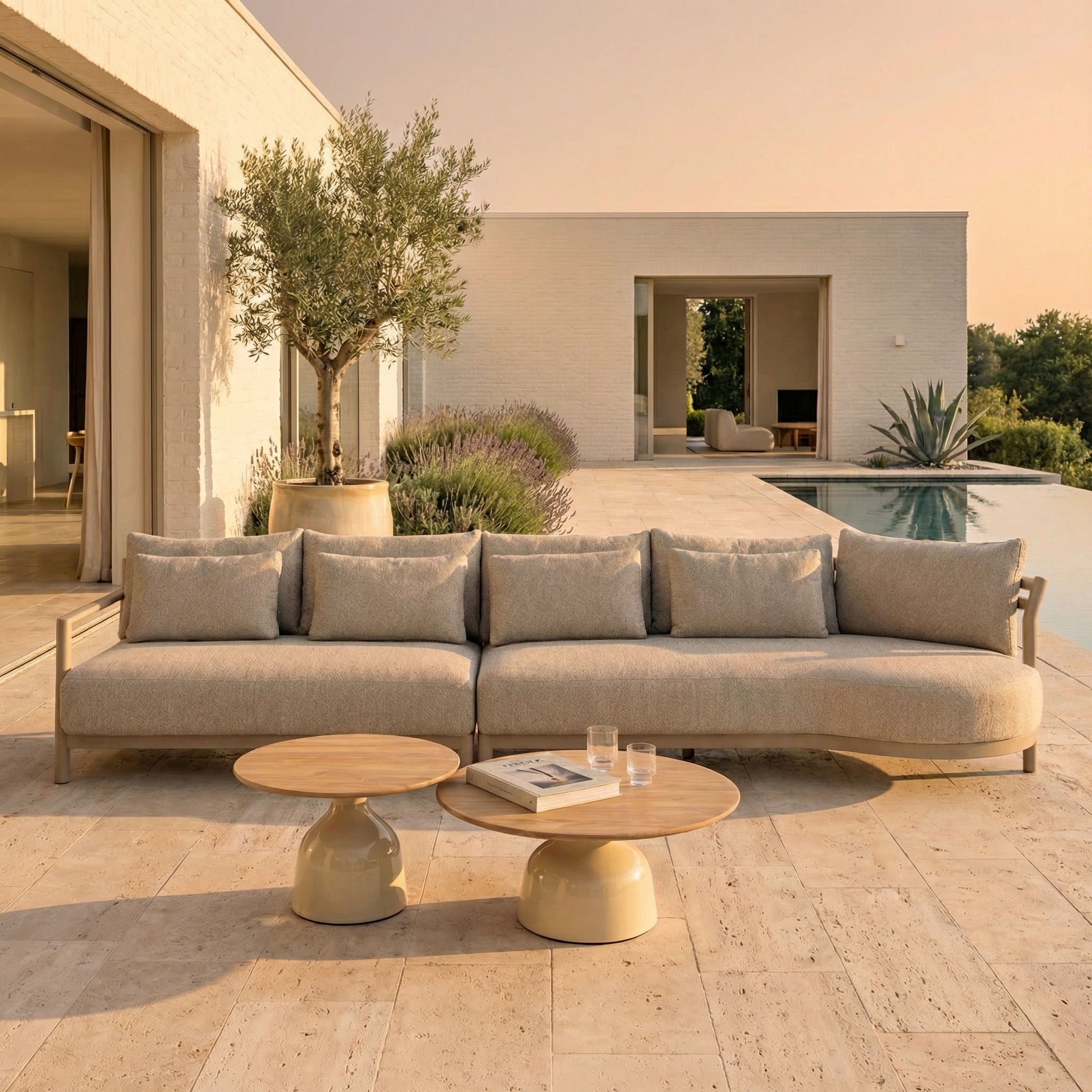 Salon de jardin MYRANA 5 places & duo de tables basses teck