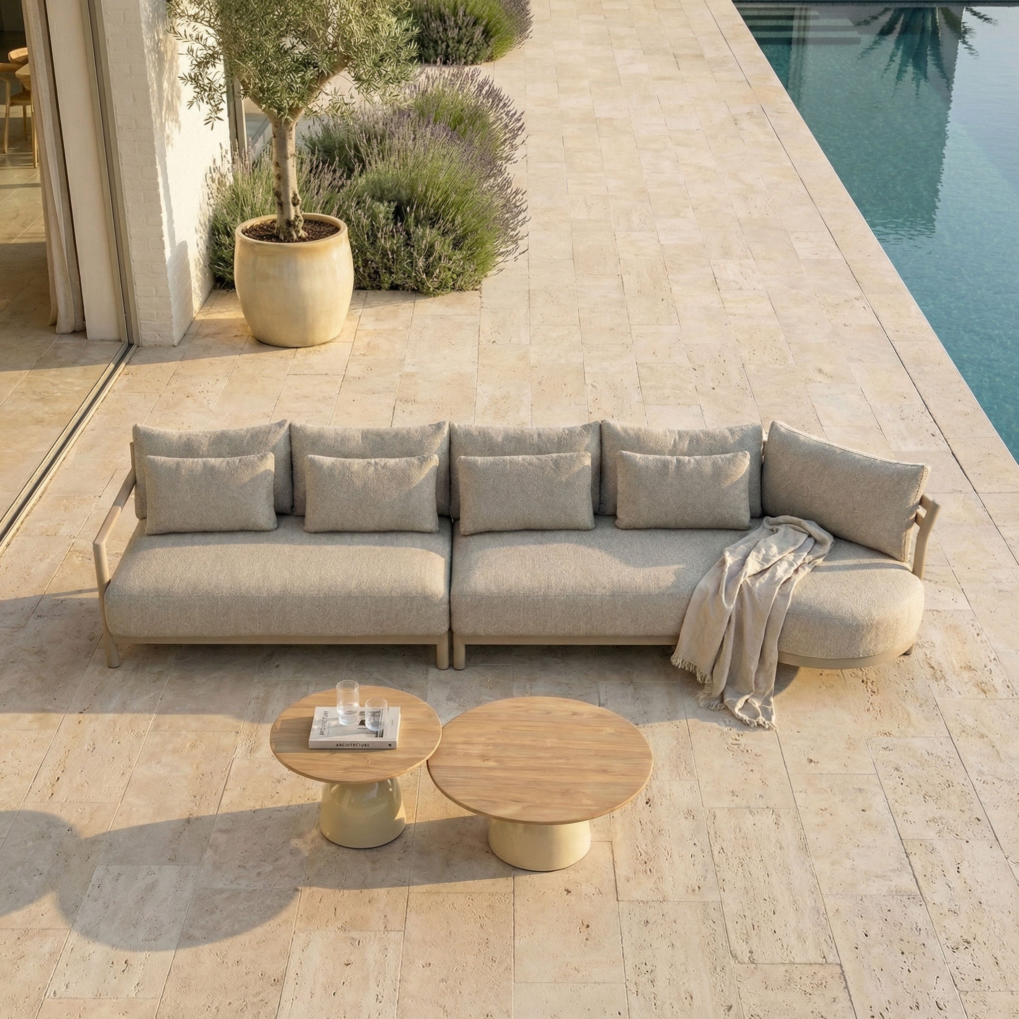 Salon de jardin MYRANA 5 places & duo de tables basses teck