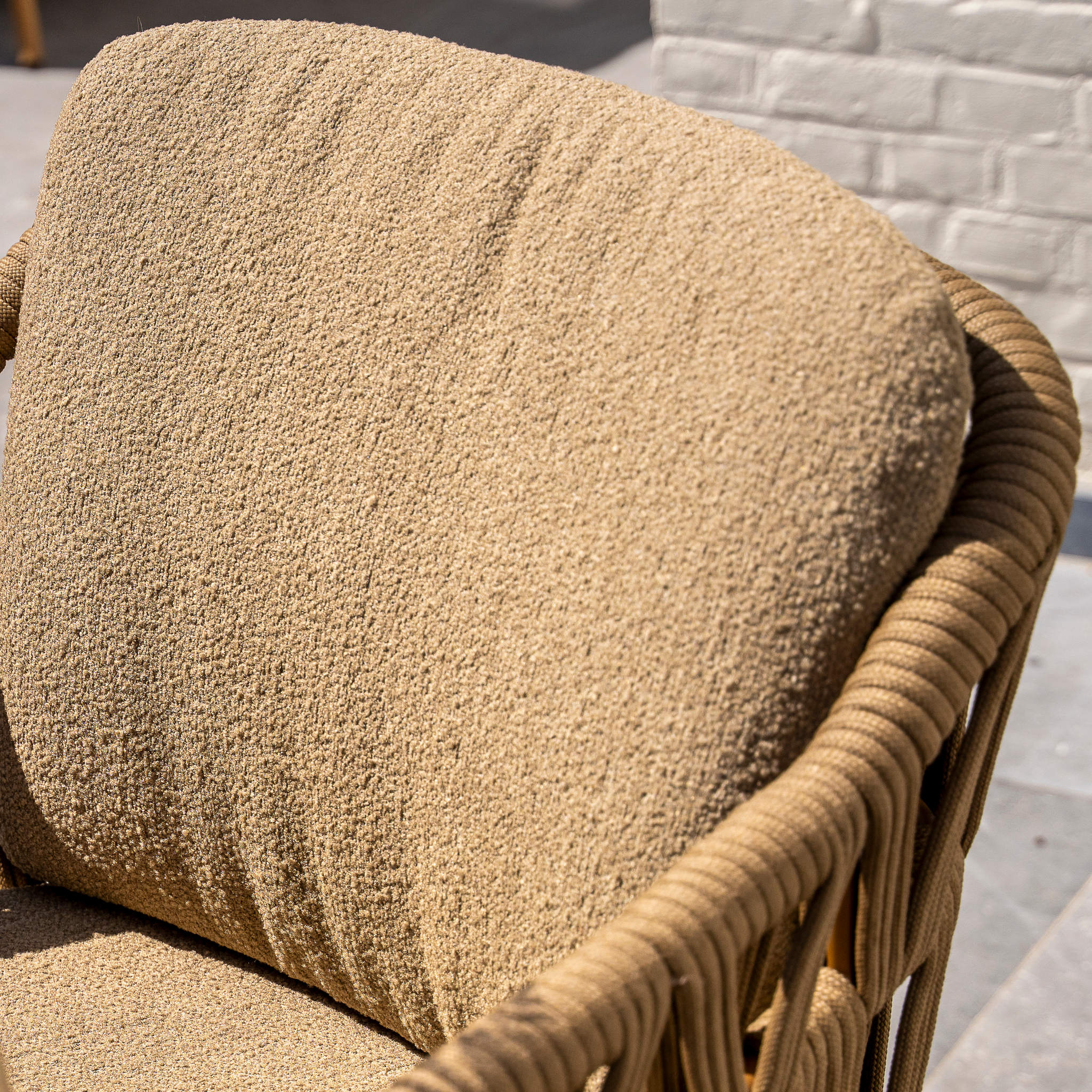 Ensemble Table de jardin EVOA céramique L240 & 6 chaises BIVORA coussin grège ambré