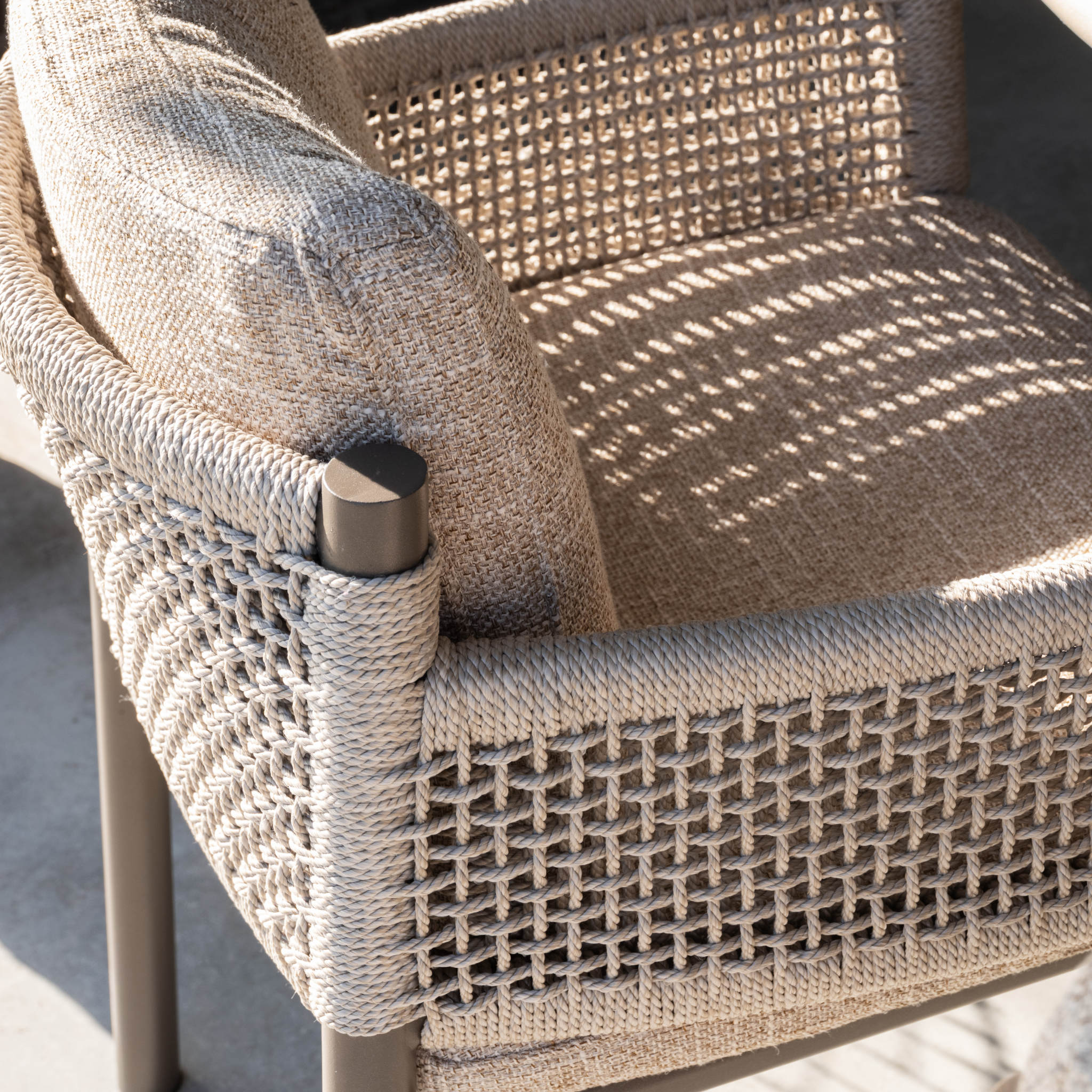 Ensemble Table de jardin PERLA céramique L240 & 8 chaises SOLARA coussin grège chiné