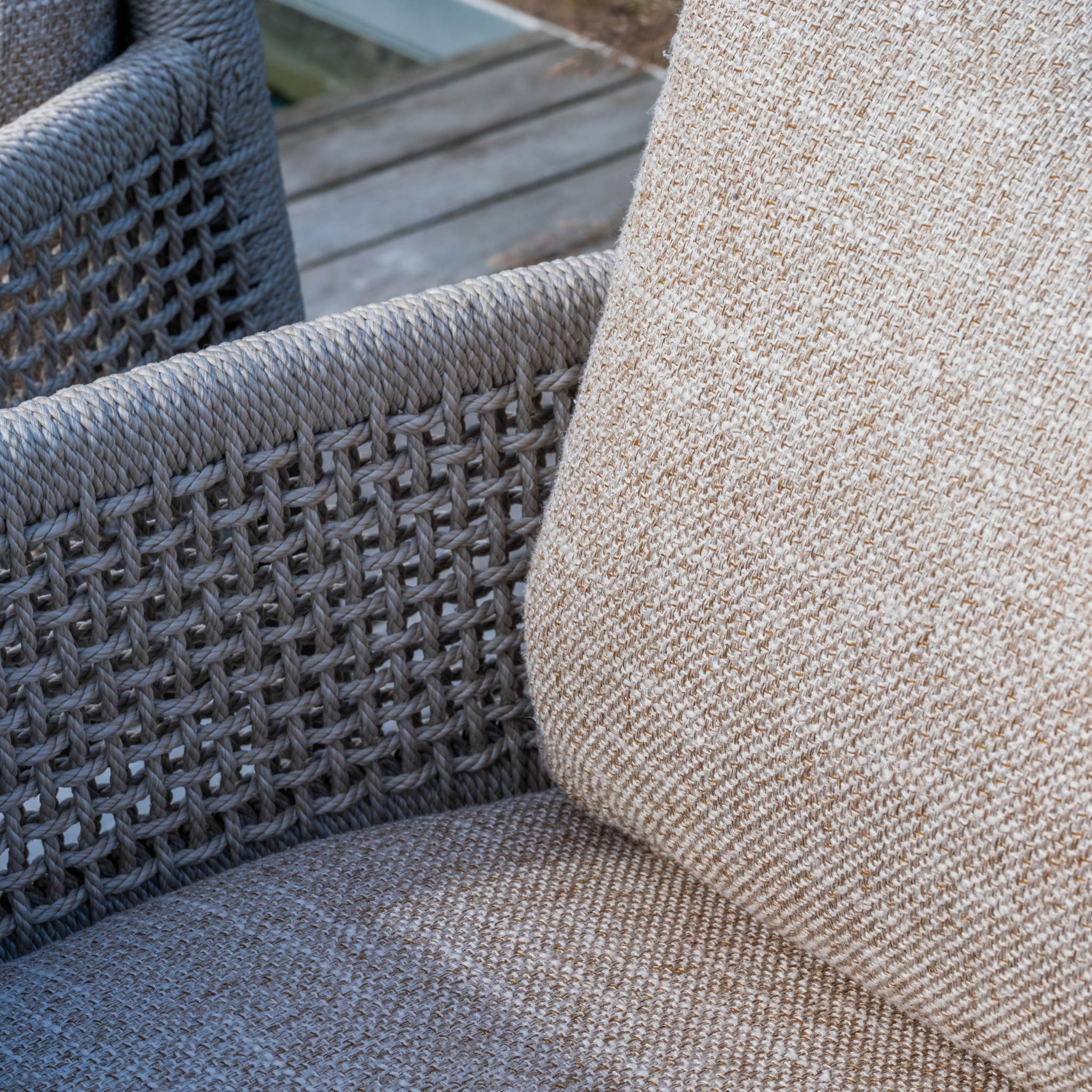 Ensemble Table de jardin PERLA céramique L240 & 8 chaises SOLARA coussin grège chiné