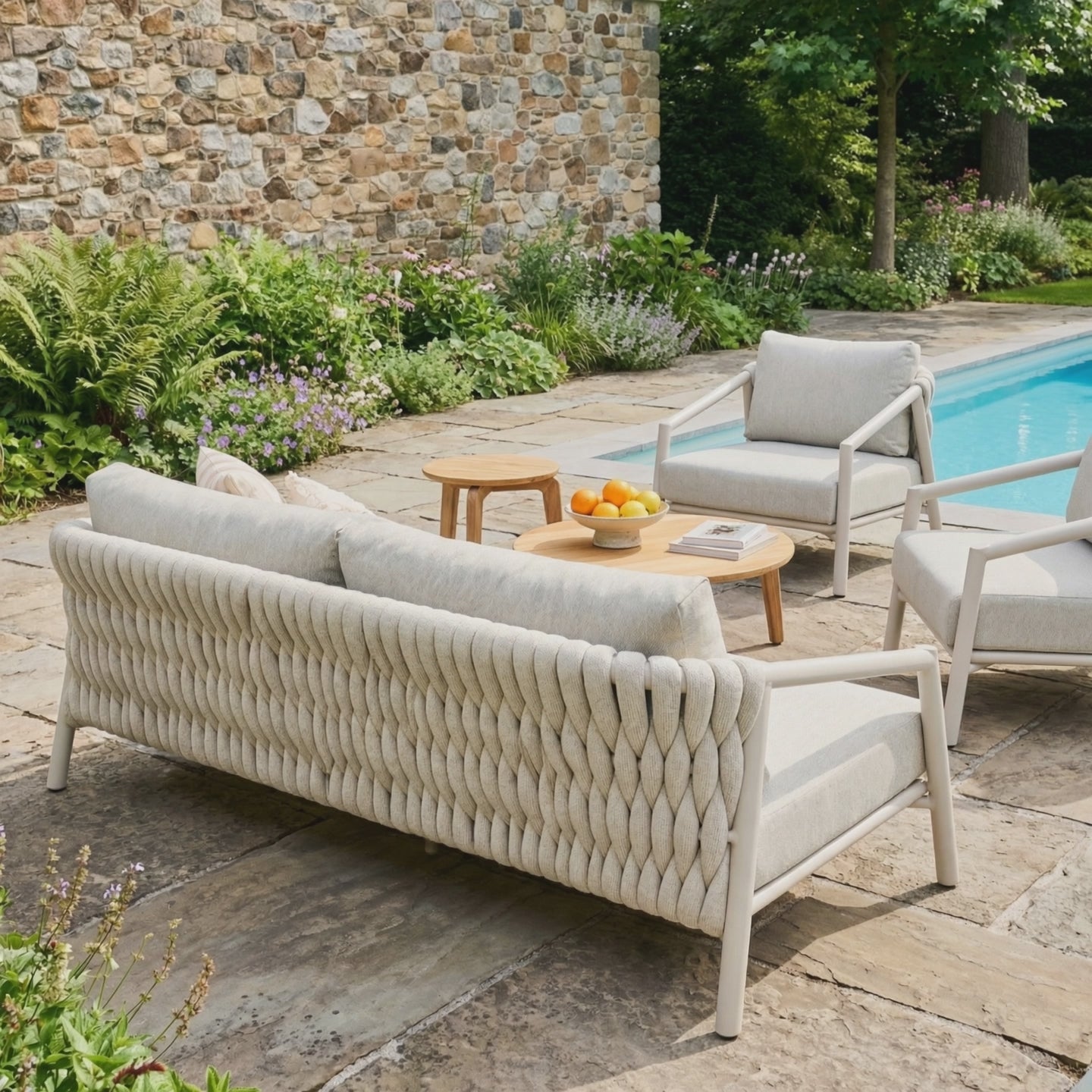 Salon de jardin SAVIO 5 places & duo de tables basses teck